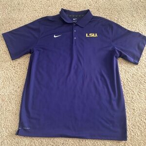 Nike Men's Dri Fit Purple LSU Polo short sleeve logo XXL
